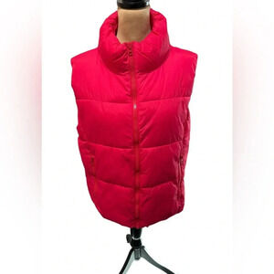 Joe Fresh Womens Pink Puffer Vest size Large Full Zip Winter Insulated, Pockets.